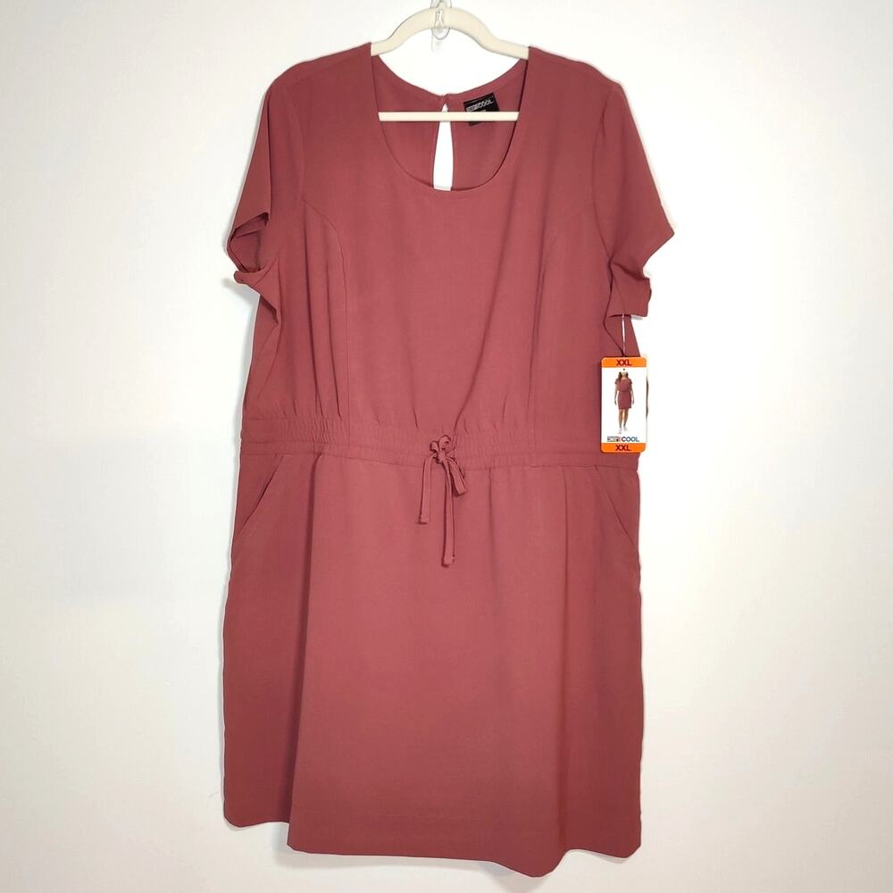 32 Degrees Cool Pink Cinch Waist Dress Pockets XXL Athleisure Minimalist